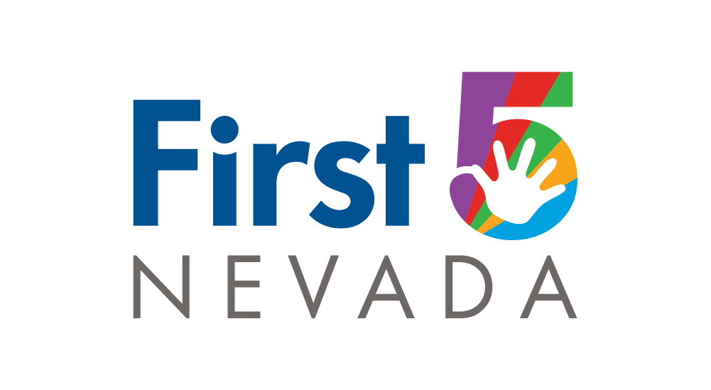 First Five Navada logo, the print number five in rainbow colors with a handprint in the center.